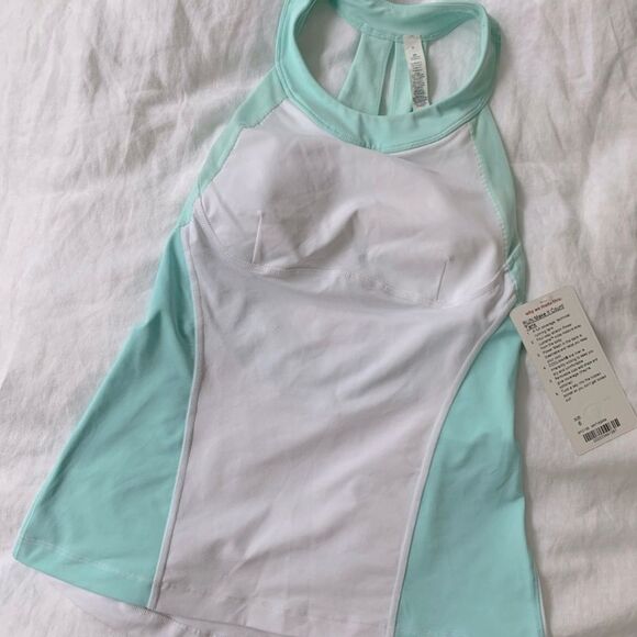 NWT Lululemon Run: Make It Count Mint and White Halter Top - Picture 2 of 5